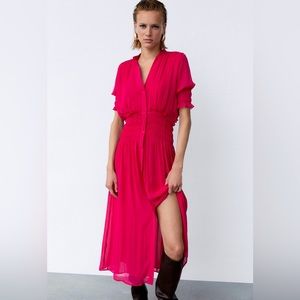 Zara flowy pleated dress bloggers favourite